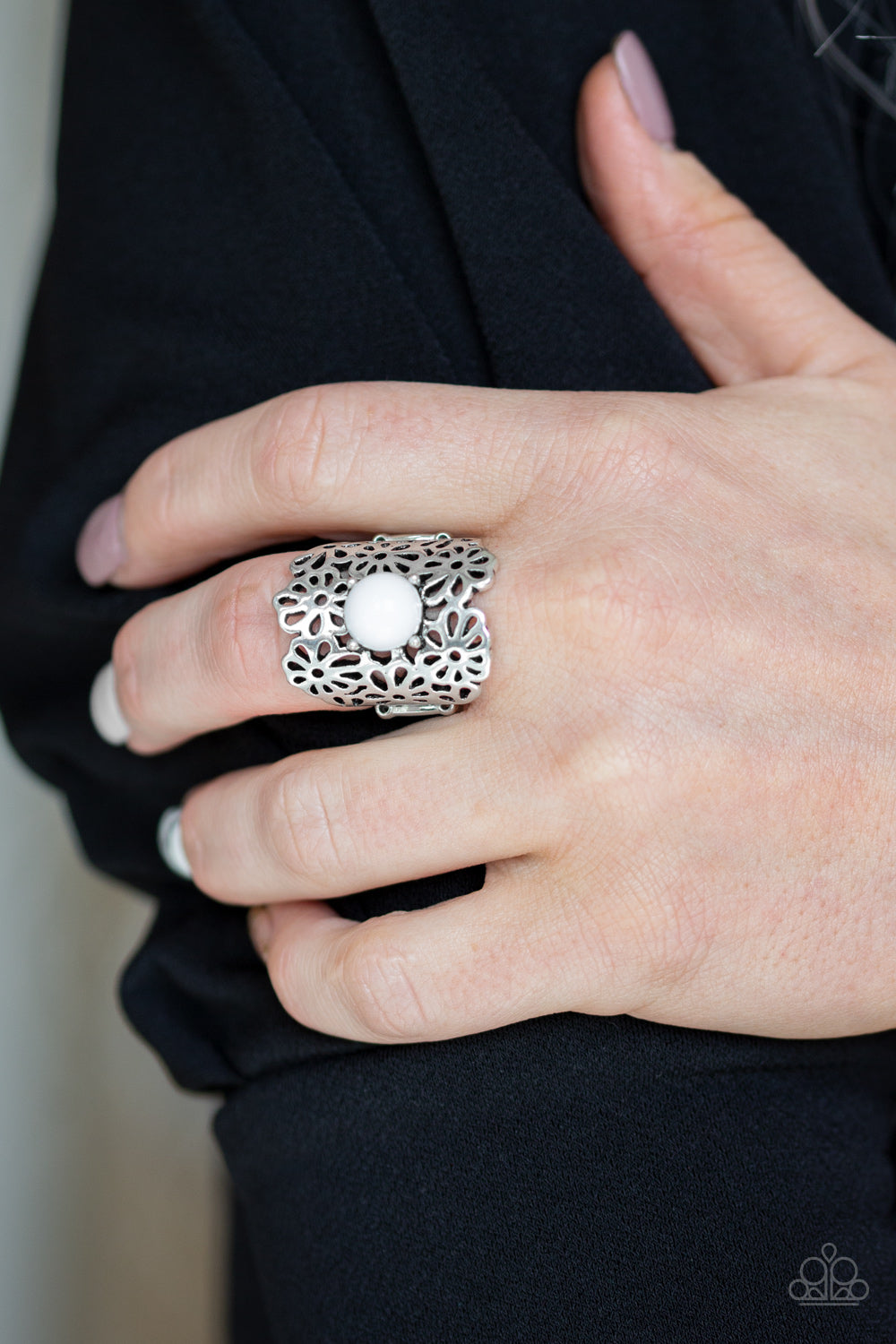 Flower Shower White Ring - Daria's Blings N Things