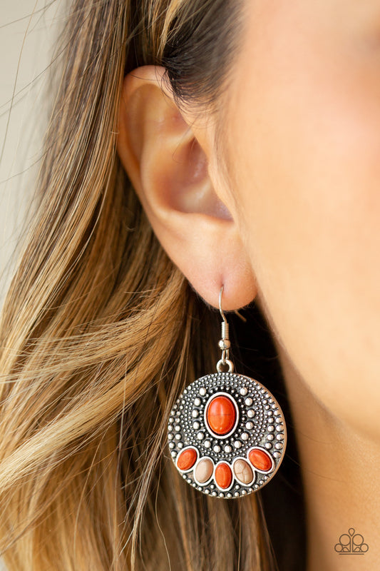 Sandstone Paradise Orange Earrings Paparazzi
