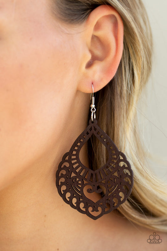If You WOOD Be So Kind Brown Earrings