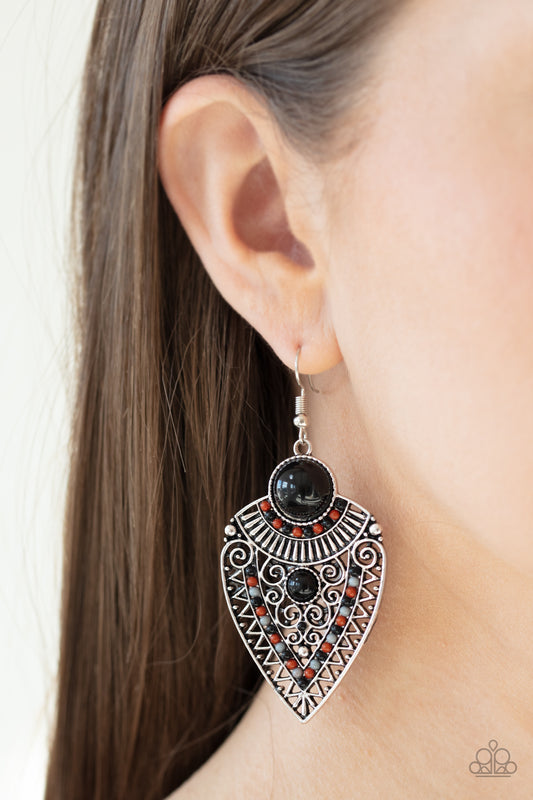 Tribal Territory Black Earrings