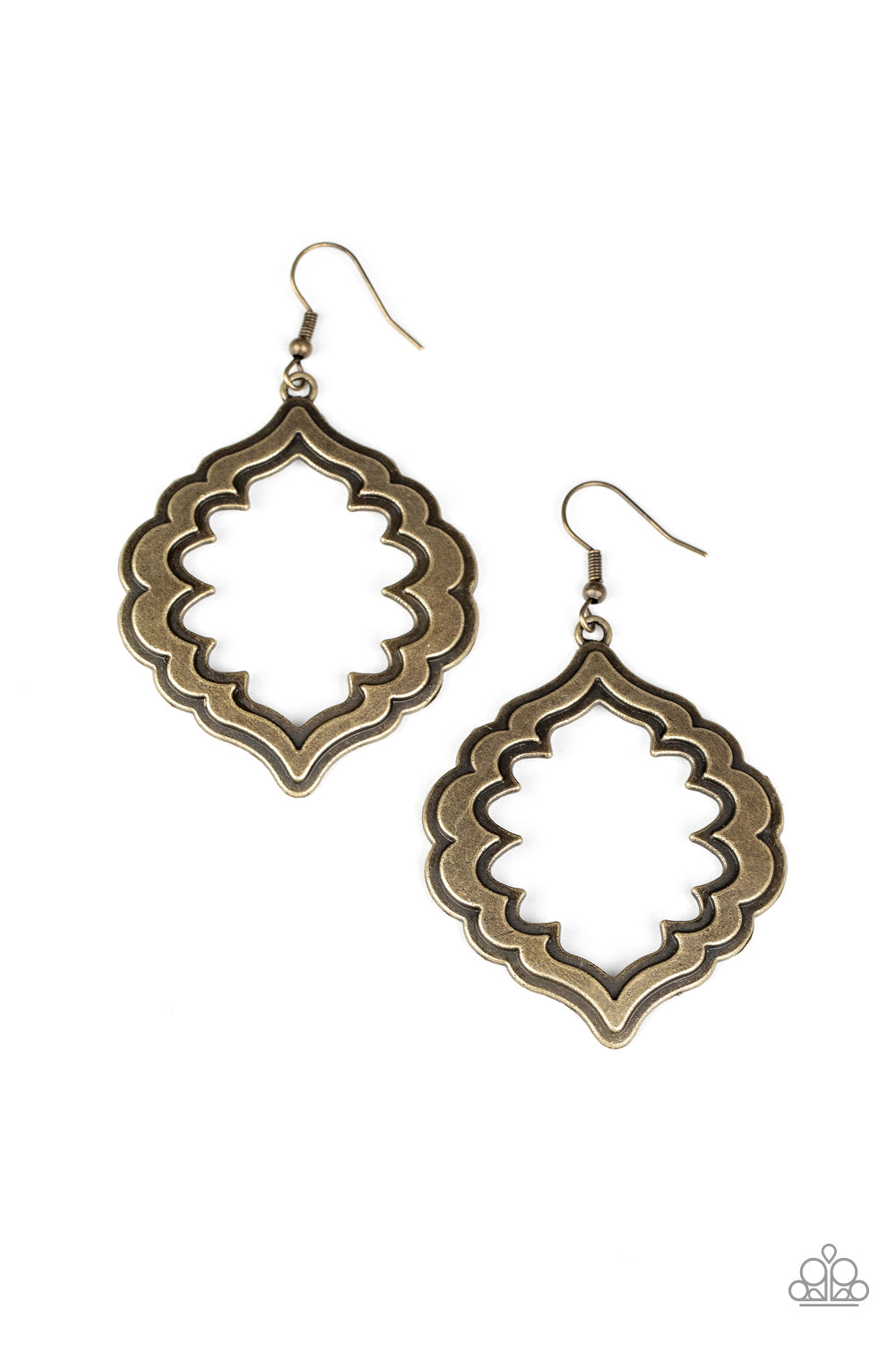 Taj Mahal Majesty Brass Earrings Paparazzi