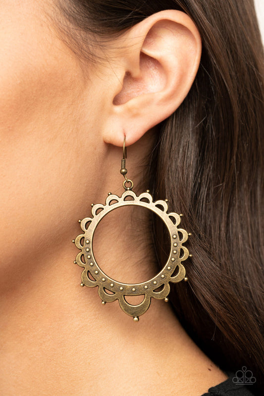 Casually Capricious Brass Earrings Paparazzi