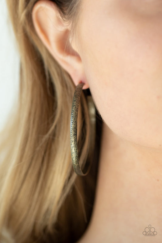 Rustic Radius Brass Hoop Earrings - Daria's Blings N Things