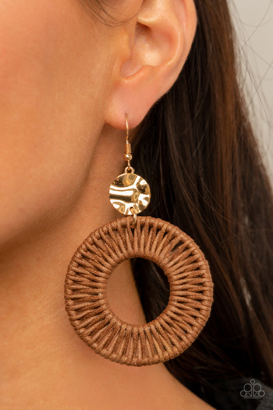 Total Basket Case Brown Earrings - Daria's Blings N Things