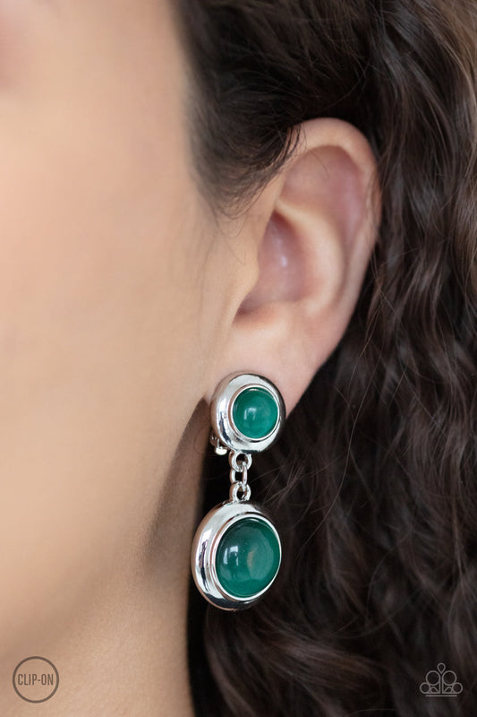Subtle Smolder Green Clip-On Earrings Paparazzi
