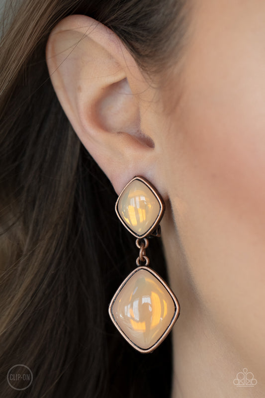 Double Dipping Diamonds Copper Clip-On Earrings