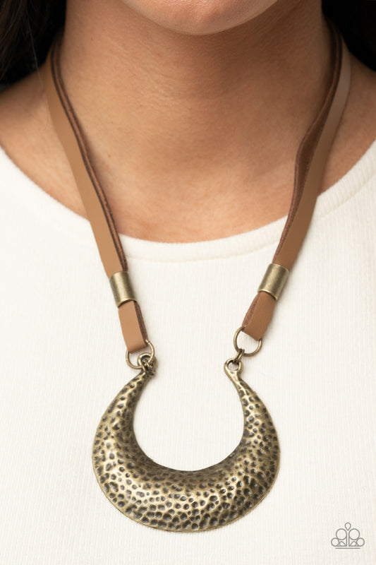 Majorly Moonstruck Brass Necklace