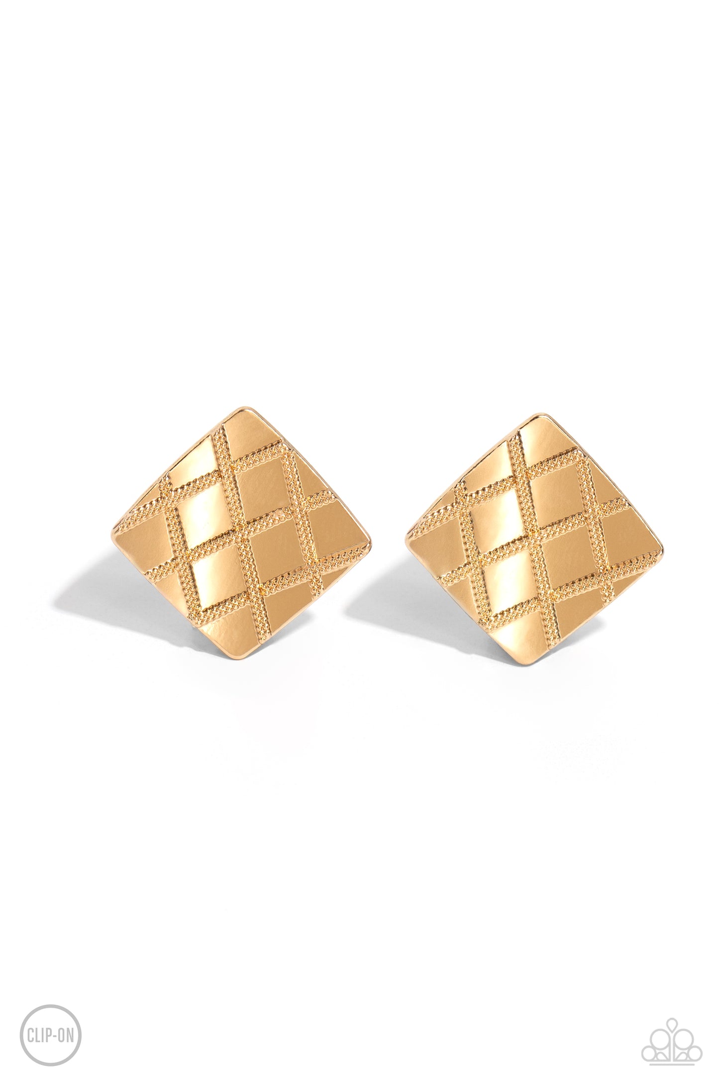PLAID and Simple Gold Clip-On Earrings Paparazzi