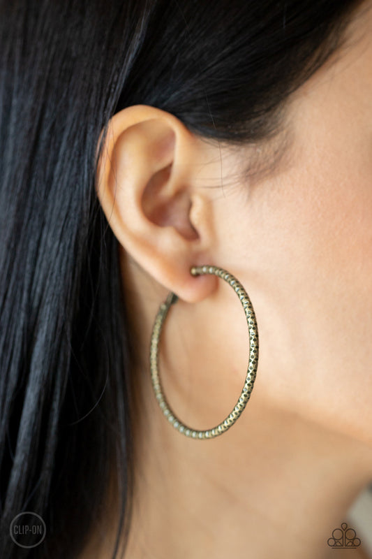 Subtly Sassy Brass Clip-On Hoop Earrings