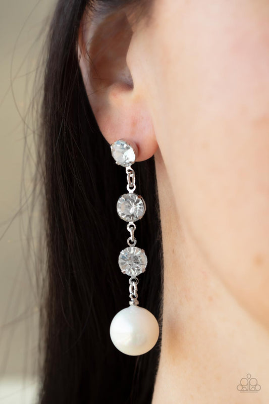 Yacht Scene White Post Earrings Paparazzi