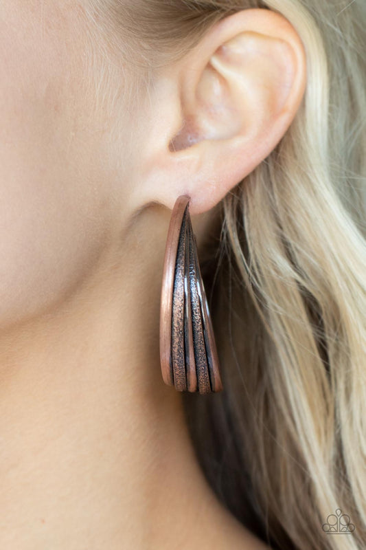 In Sync Copper Hoop Earrings Paparazzi