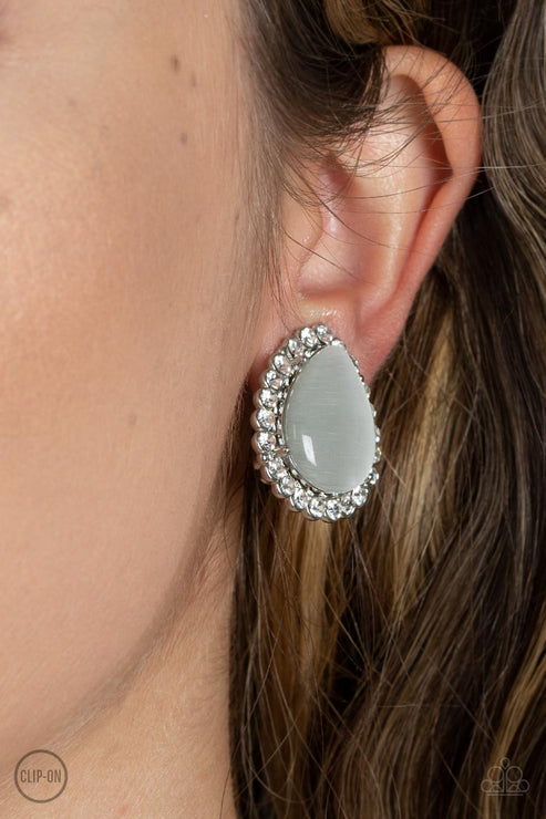 Downright Demure White Clip-On Earrings Paparazzi