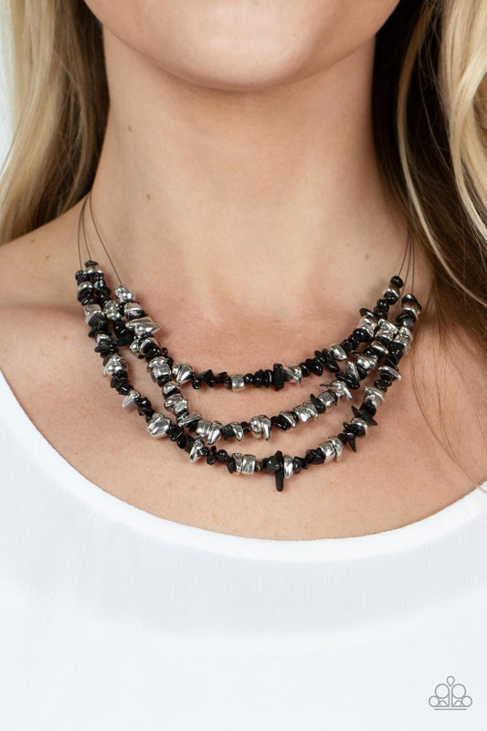 Placid Pebbles Black Necklace Paparazzi