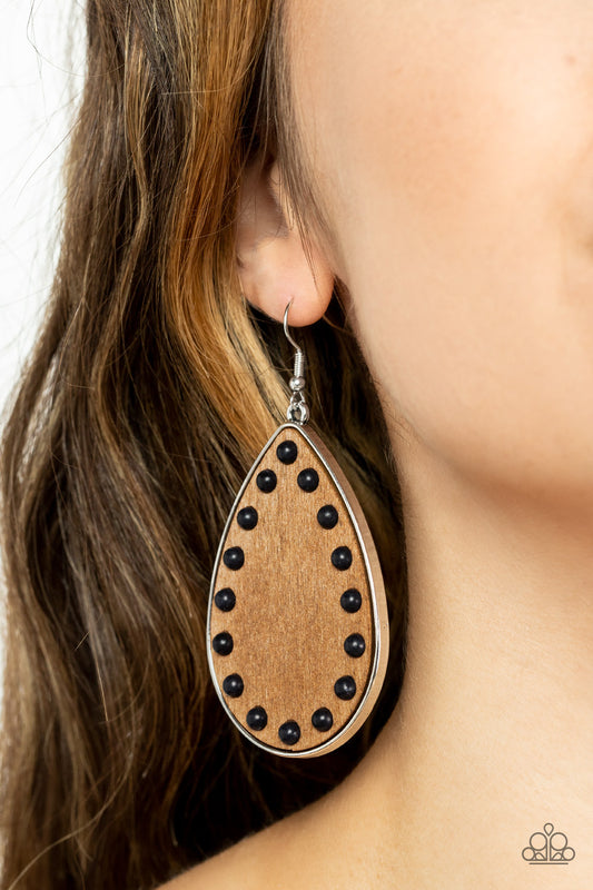 Rustic Refuge Black Earrings Paparazzi