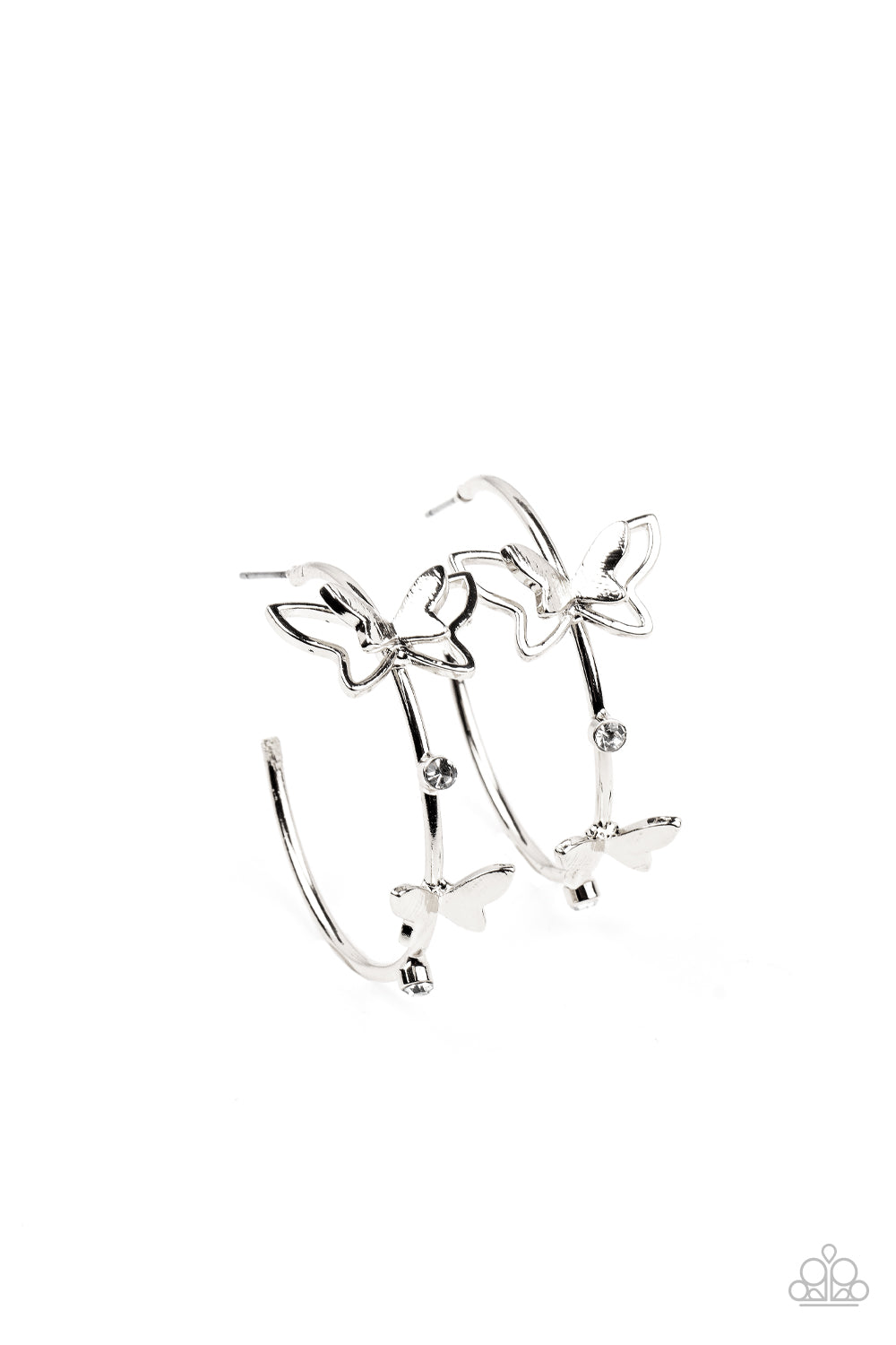 Full Out Flutter White Hoop Earrings Paparazzi