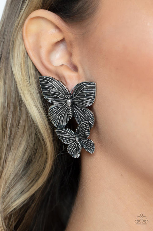 Blushing Butterflies Silver Earrings