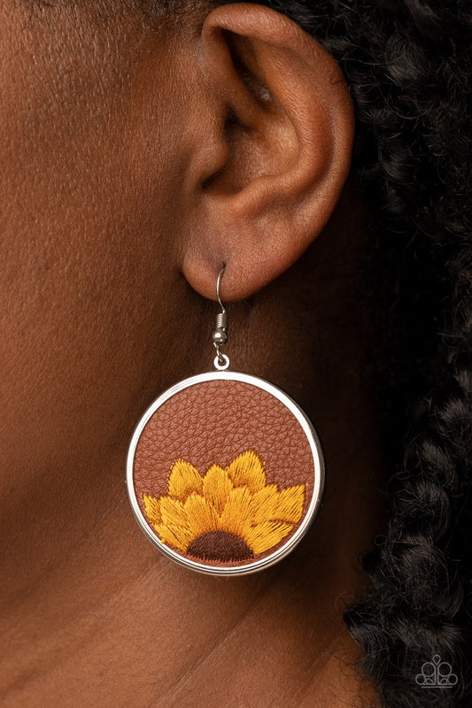 Sun-Kissed Sunflowers Brown Earrings