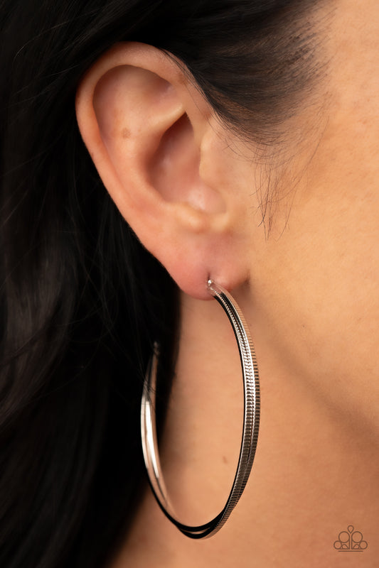 Monochromatic Curves Silver Hoop Earrings Paparazzi