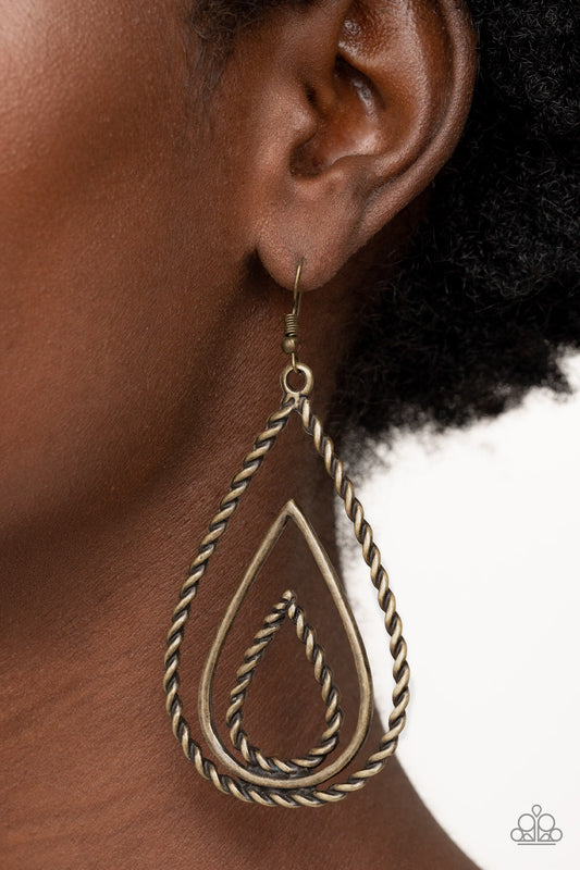 Tastefully Twisty Brass Earrings Paparazzi