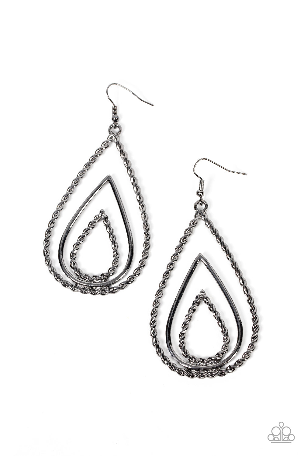 Tastefully Twisty Black Earrings Paparazzi