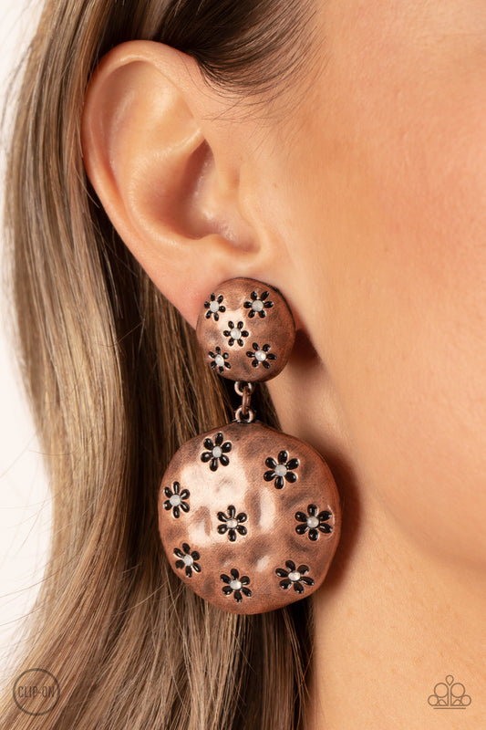 Industrial Fairytale Copper Clip-On Earrings Paparazzi