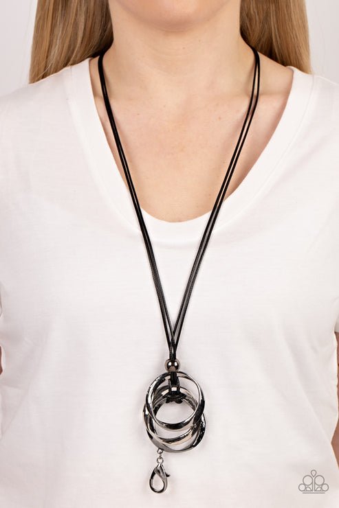 Harmonious Hardware Black Lanyard
Necklace Paparazzi