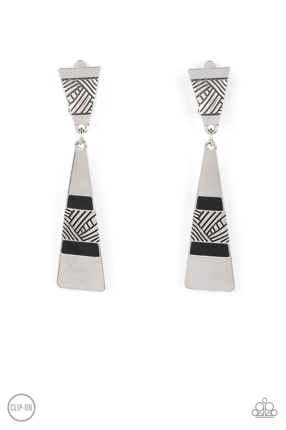 Safari Seeker Black Clip-On Earrings Paparazzi