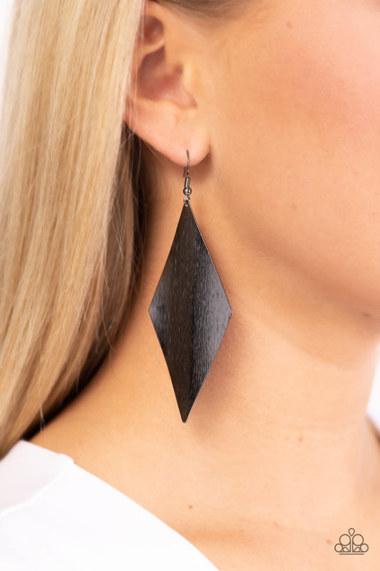 Retro Rally Black Earrings