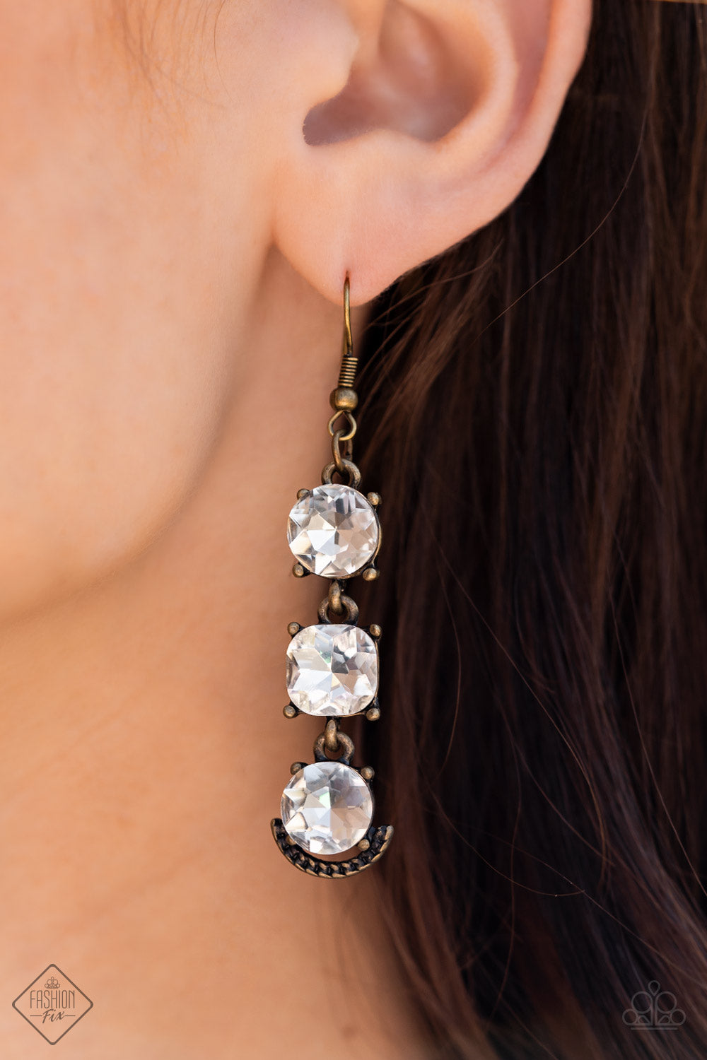 Determined to Dazzle Brass Earrings Paparazzi