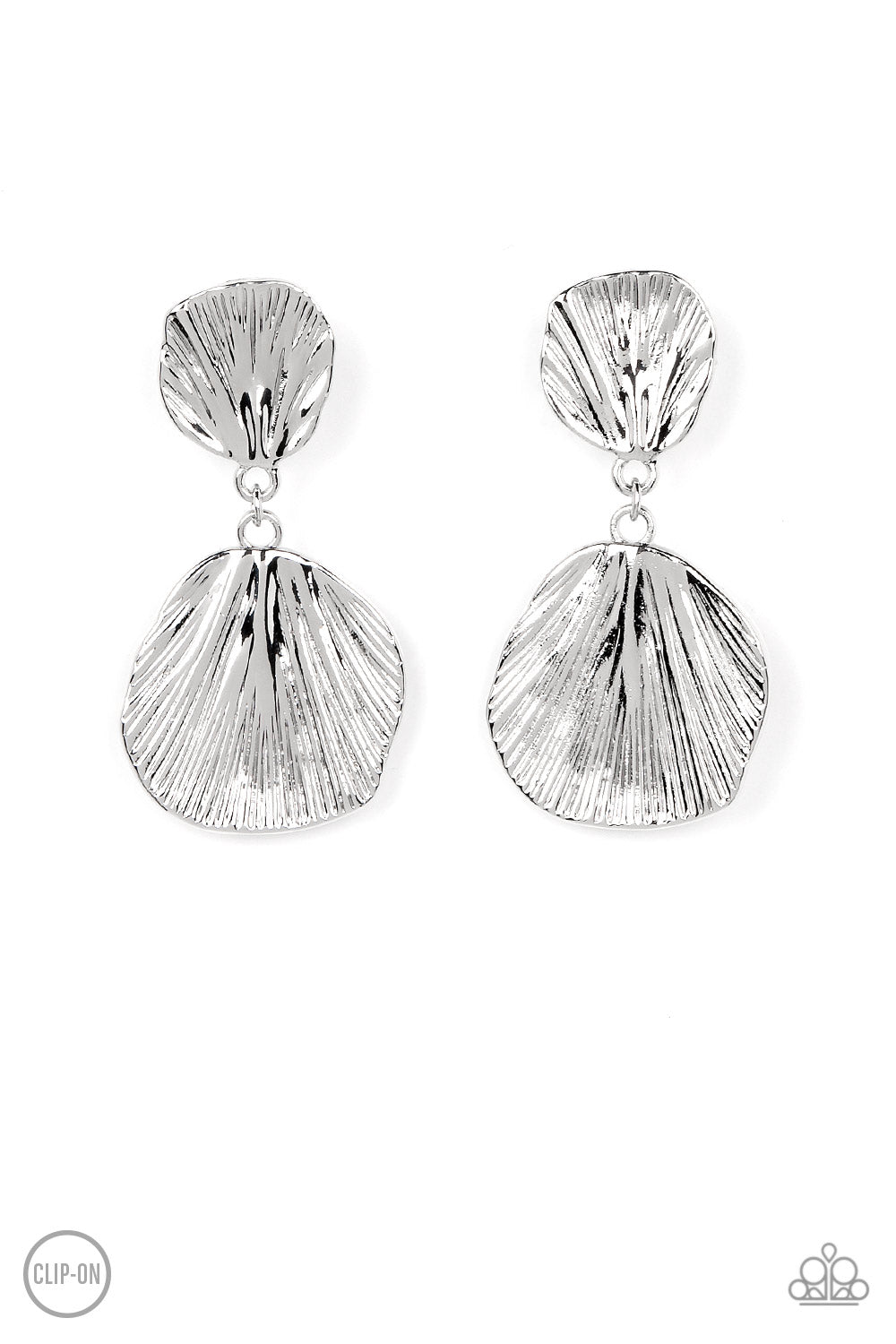 Metro Mermaid Silver Clip-On Earrings Paparazzi
