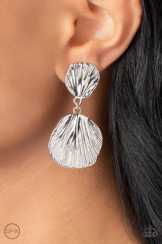 Metro Mermaid Silver Clip-On Earrings Paparazzi