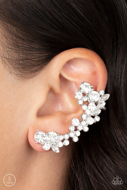 Astronomical Allure White Ear Crawler Earrings