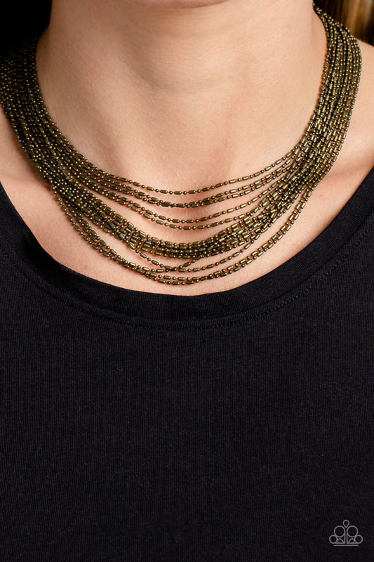 Cascading Chains Brass Necklace Paparazzi