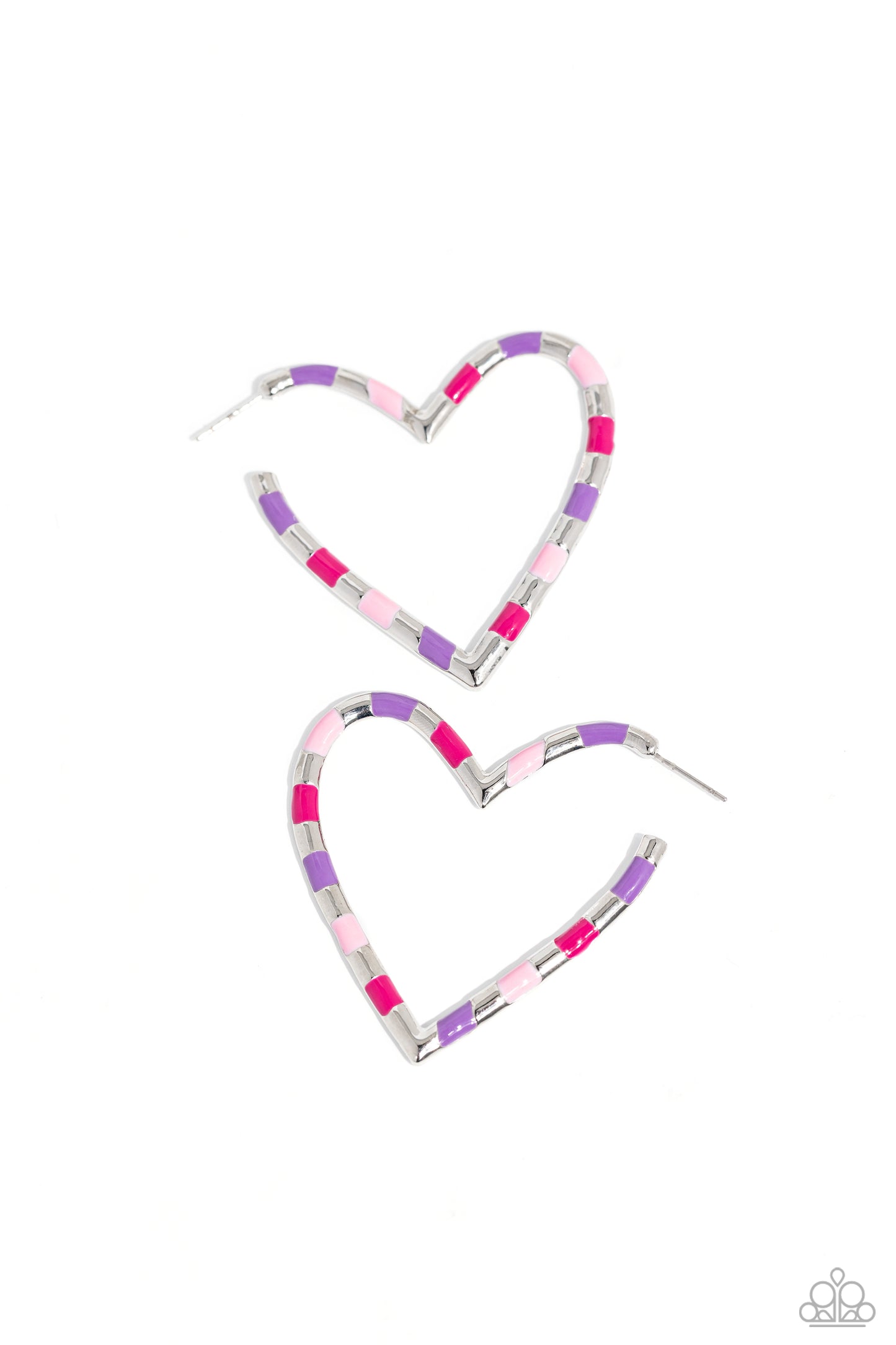 Striped Sweethearts Pink Hoop Earrings