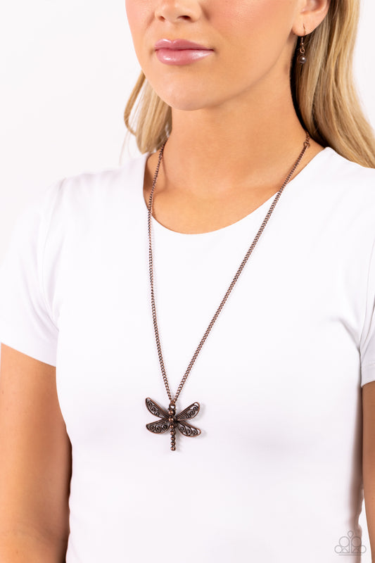 Dragonfly Dance Copper Necklace