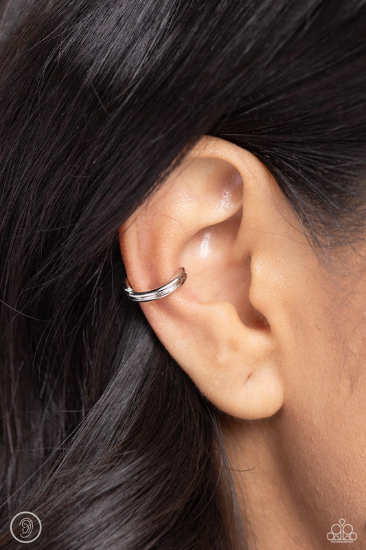 Linear Legacy Silver Ear Cuff Earrings