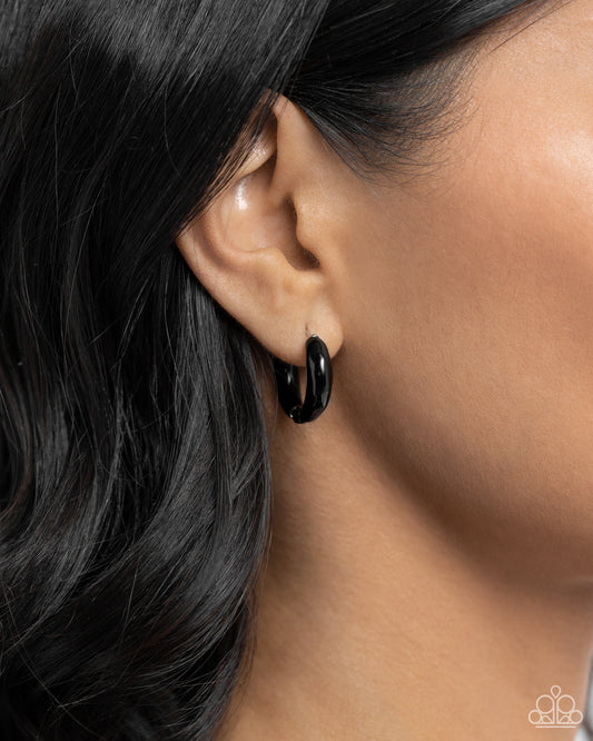 Pivoting Paint Black Hoop Earrings