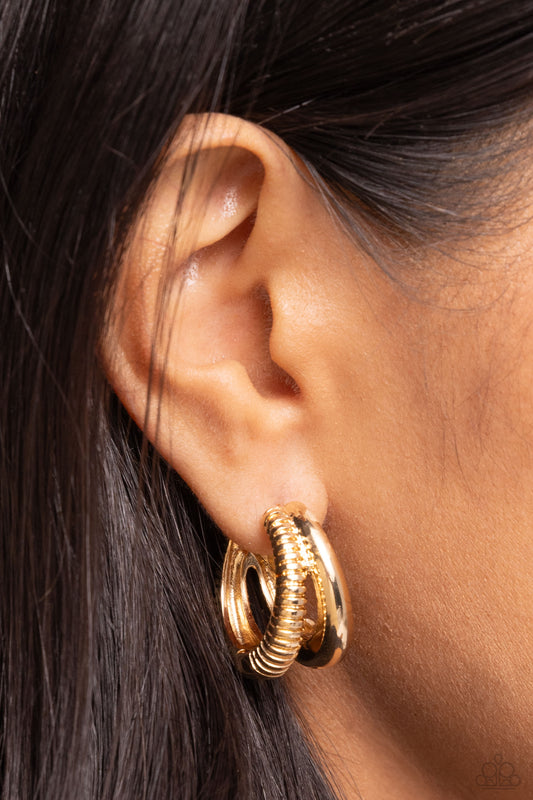 Textured Tremolo Gold Hoop Earrings