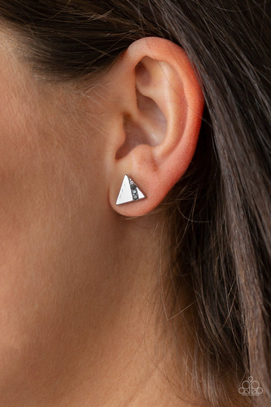 Pyramid Paradise Silver Post Earrings Paparazzi
