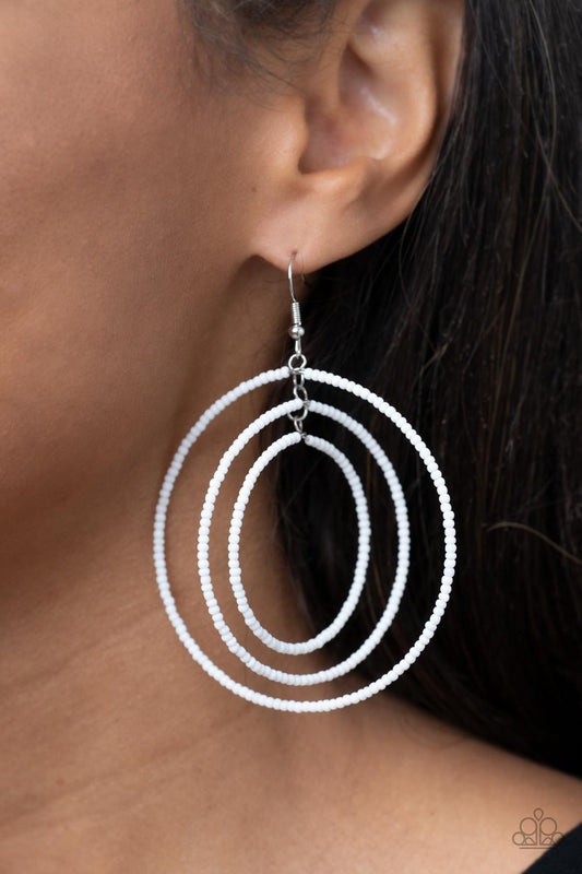 Colorfully Circulating White Earrings