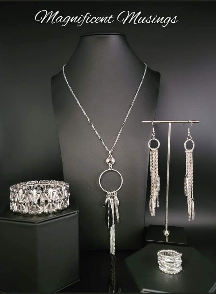 Tastefully Tasseled Silver Necklace Paparazzi