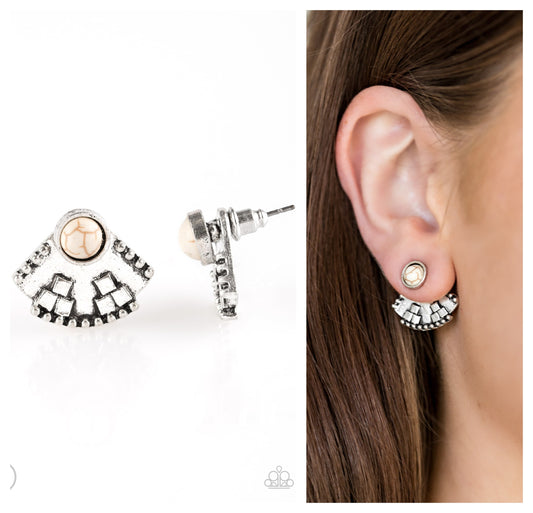 Stylishly Santa Fe White Post Earrings - Daria's Blings N Things