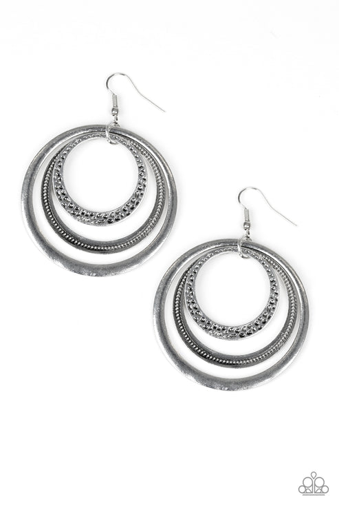 Tempting Texture Silver Earrings Paparazzi