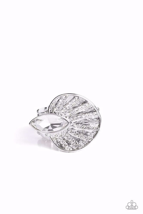 Fan Dance Dazzle White Ring Paparazzi