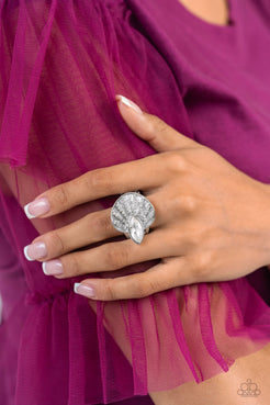 Fan Dance Dazzle White Ring Paparazzi