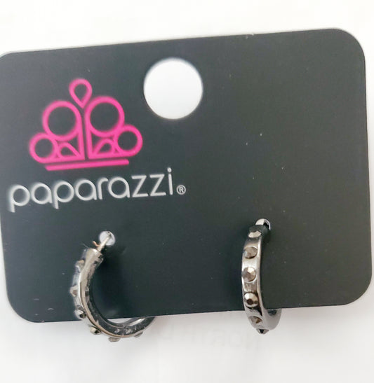 Gallant Glitz Black Hoop Earrings Paparazzi