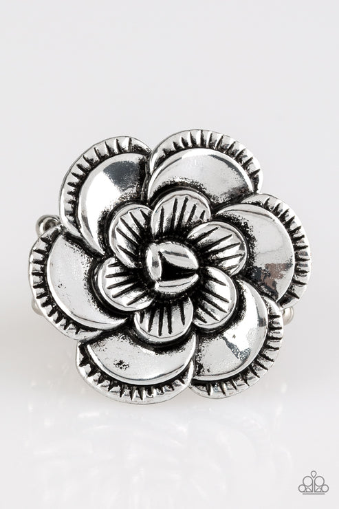 FLOWERBED and Breakfast Silver Ring Paparazzi