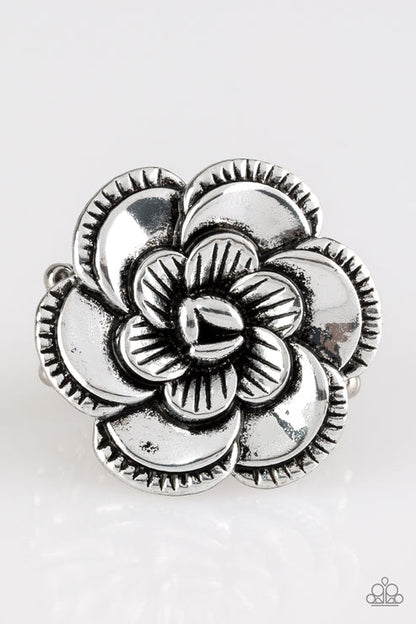 FLOWERBED and Breakfast Silver Ring Paparazzi