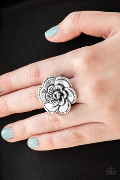 FLOWERBED and Breakfast Silver Ring Paparazzi