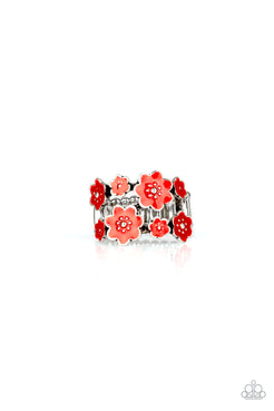 Floral Crowns Red Ring Paparazzi